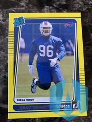 2021 Panini Donruss Rated Press Proof Yellow #306 Carlos Basham Jr Boogie Rookie RC